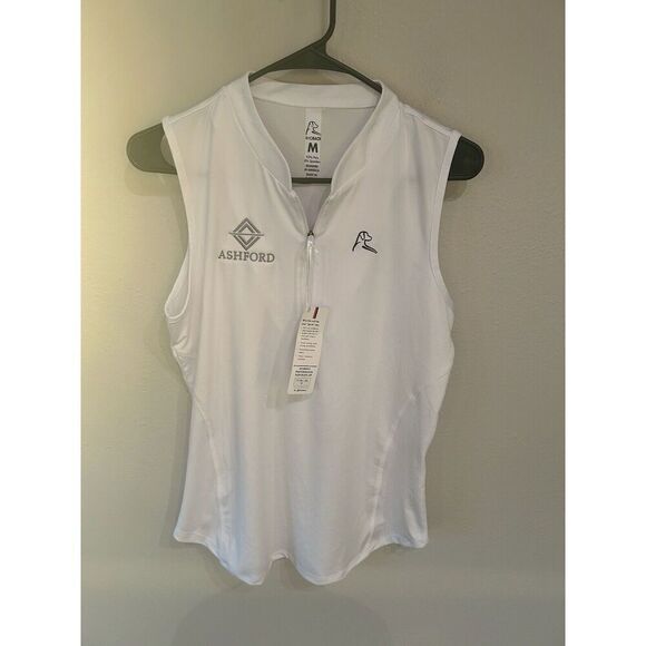 Rhoback Women’s Medium The Ball Girl White Performance Sleeveless Zip - Picture 1 of 7